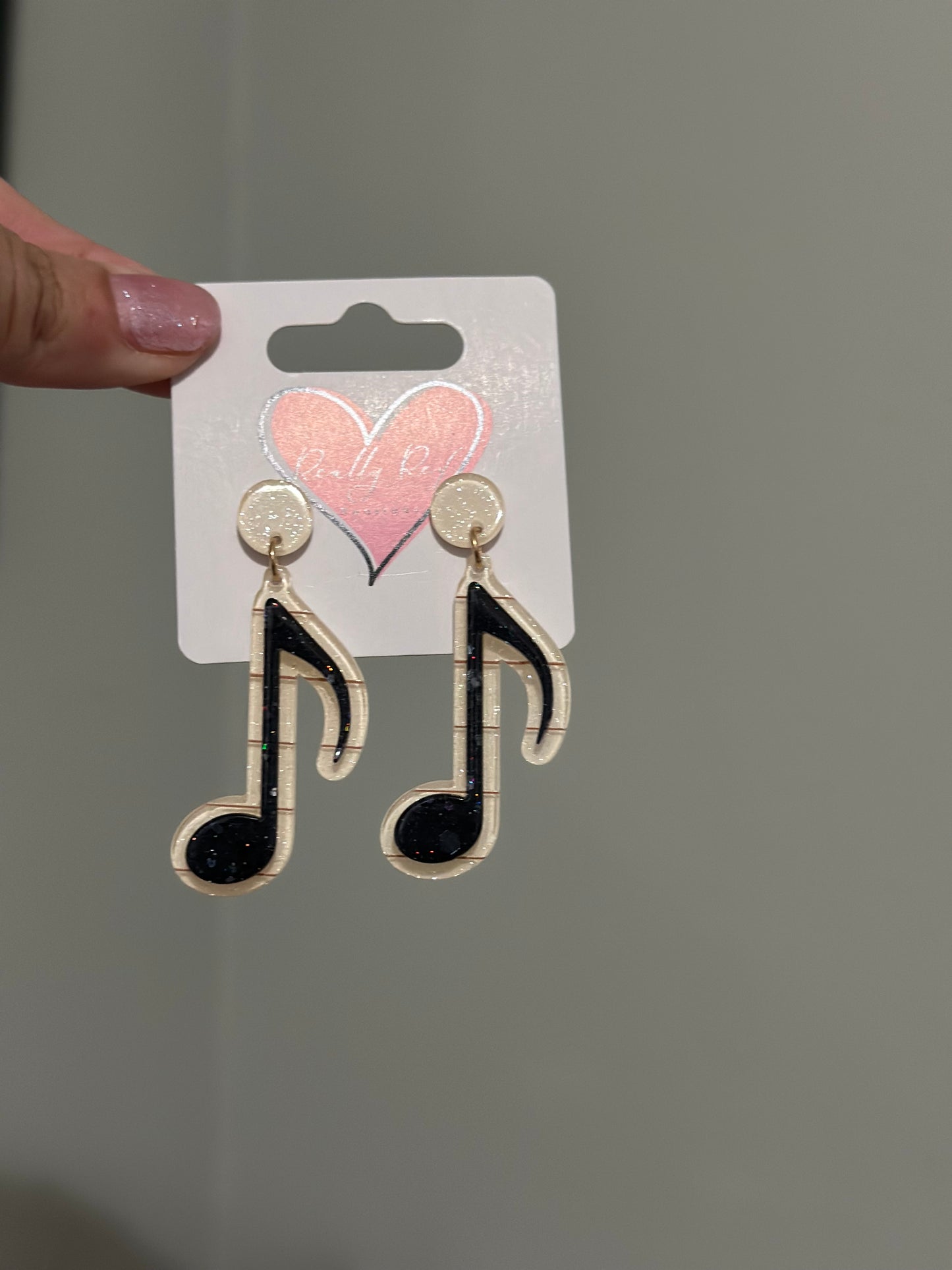 Glitter Eighth Note Earrings