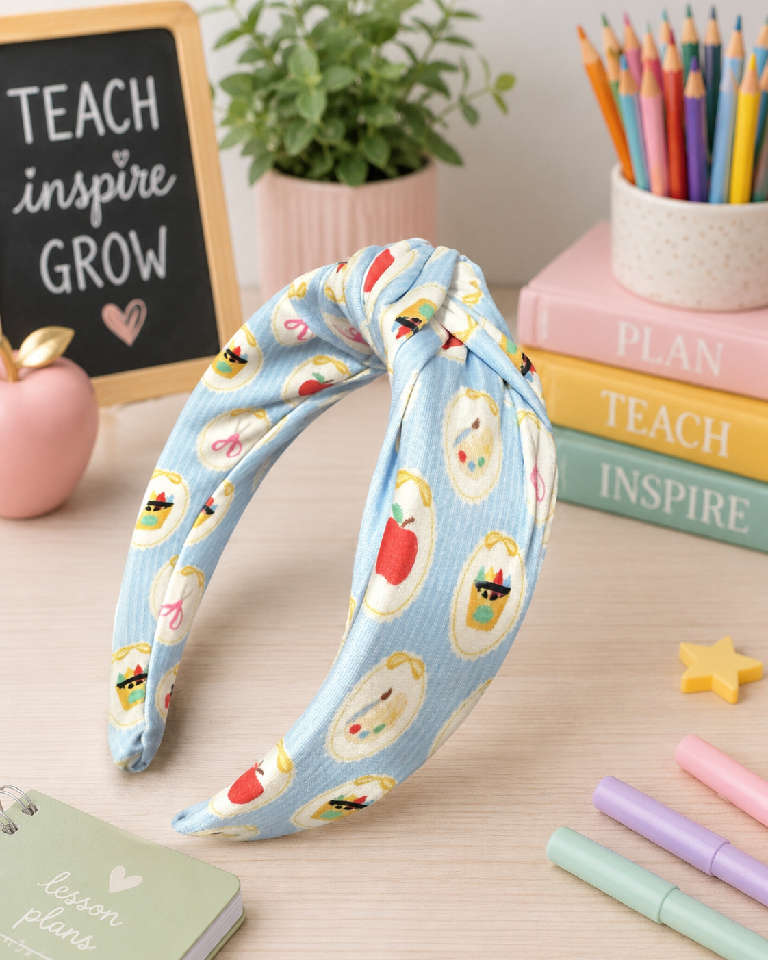 Blue Teacher Coquette Headband