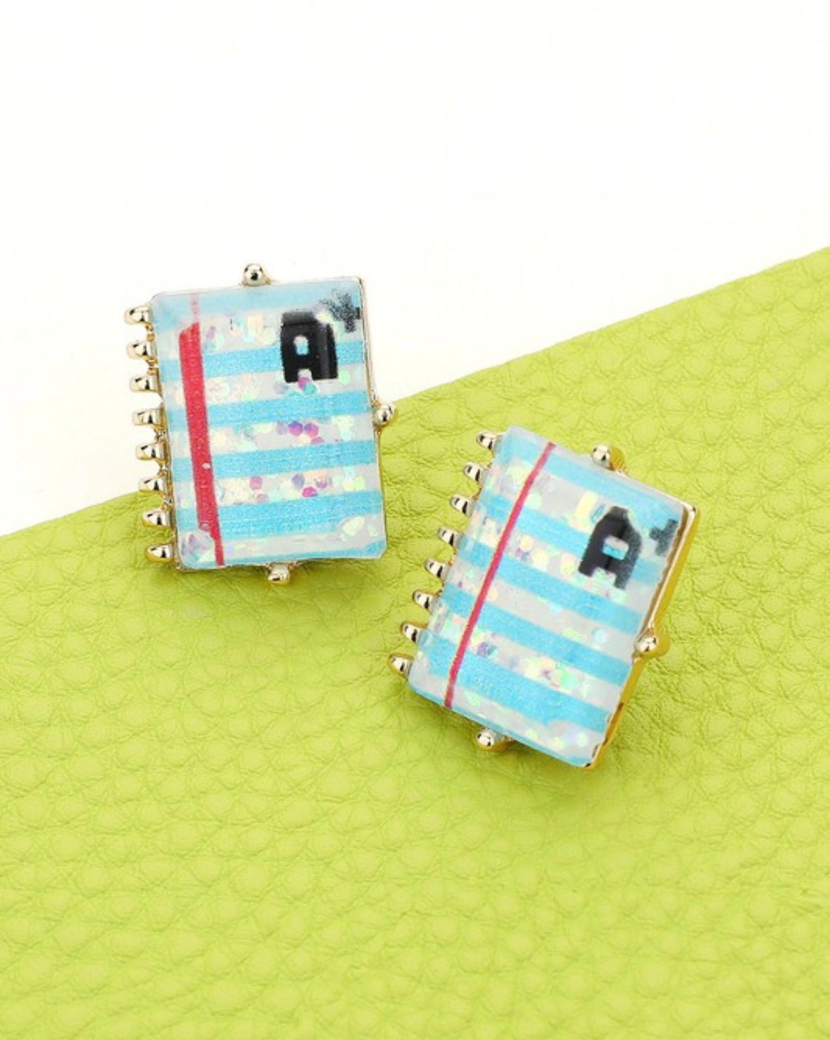 Glitter Notebook Paper Stud Earrings