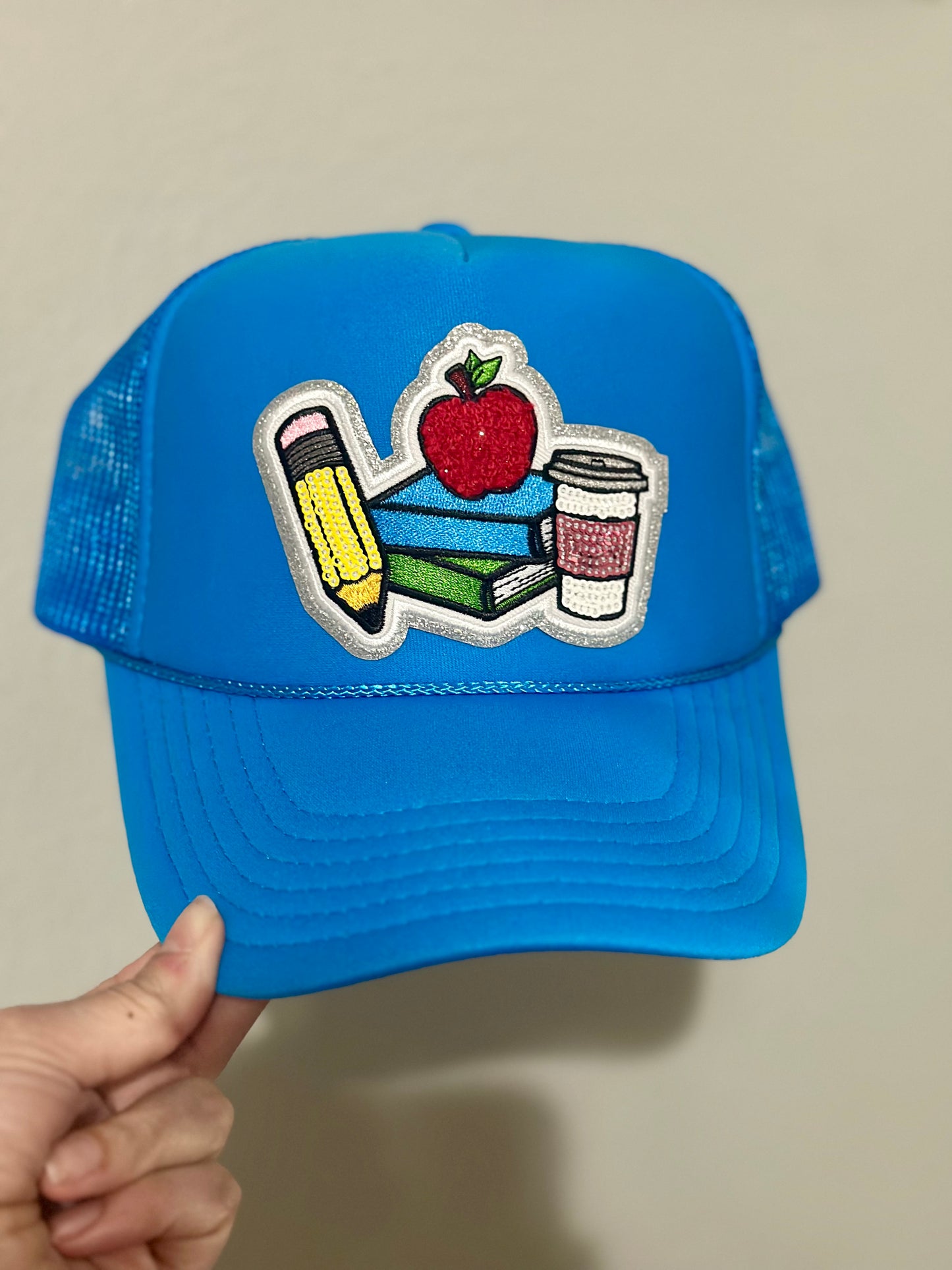 Blue Teacher Patch Trucker Hat