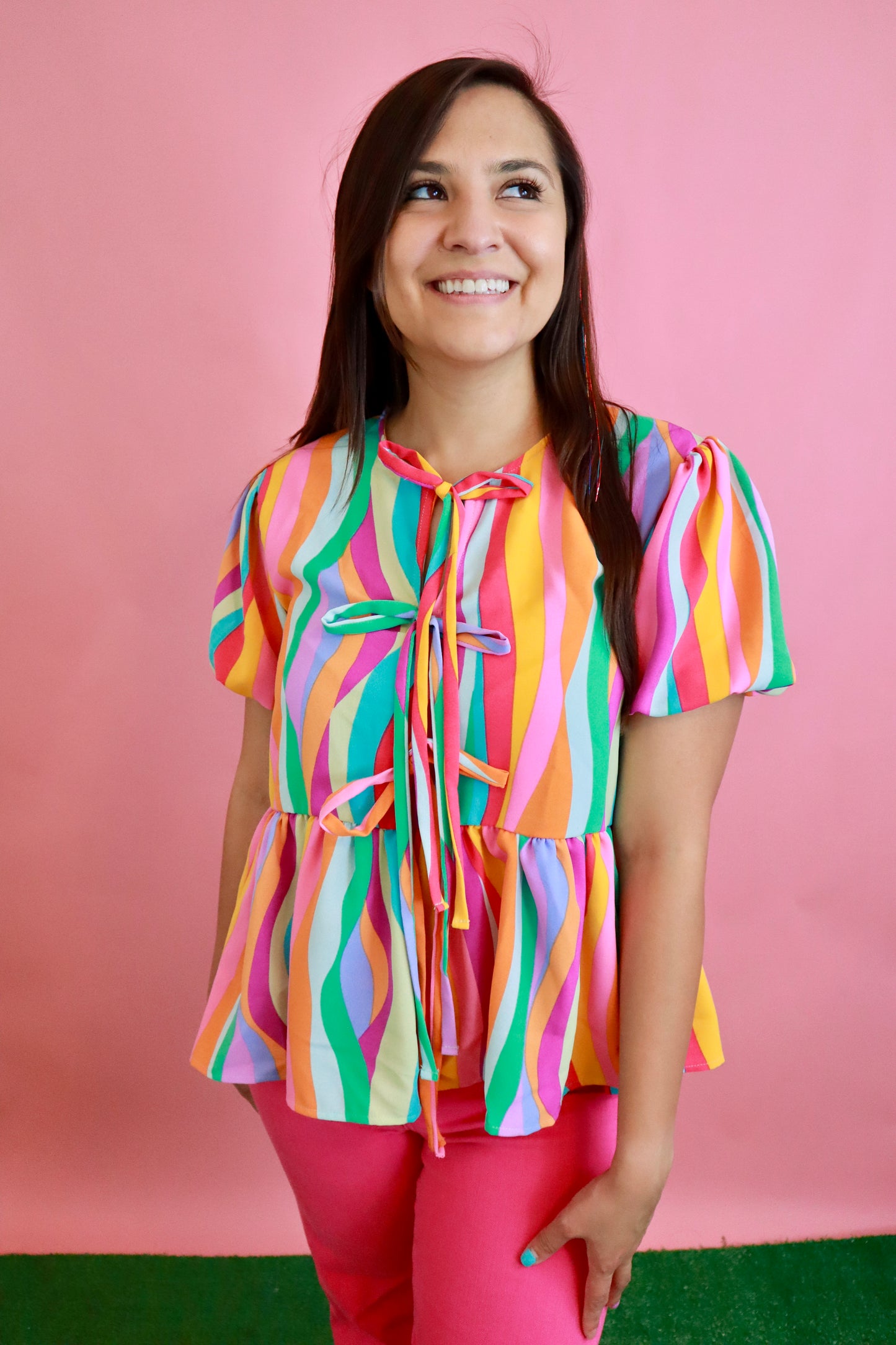 Multi Color Bow Tie Top