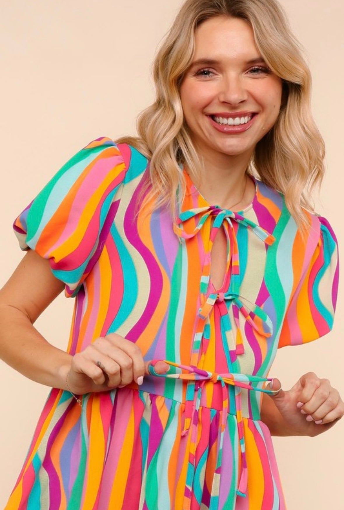 Multi Color Bow Tie Top