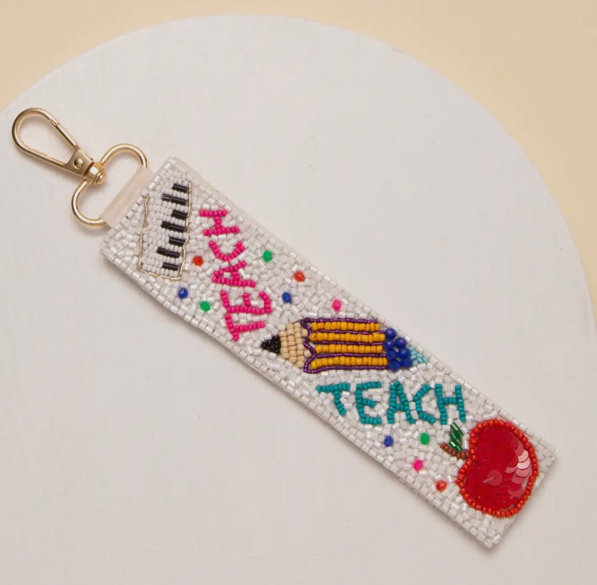 Beaded Teach Keychain Band