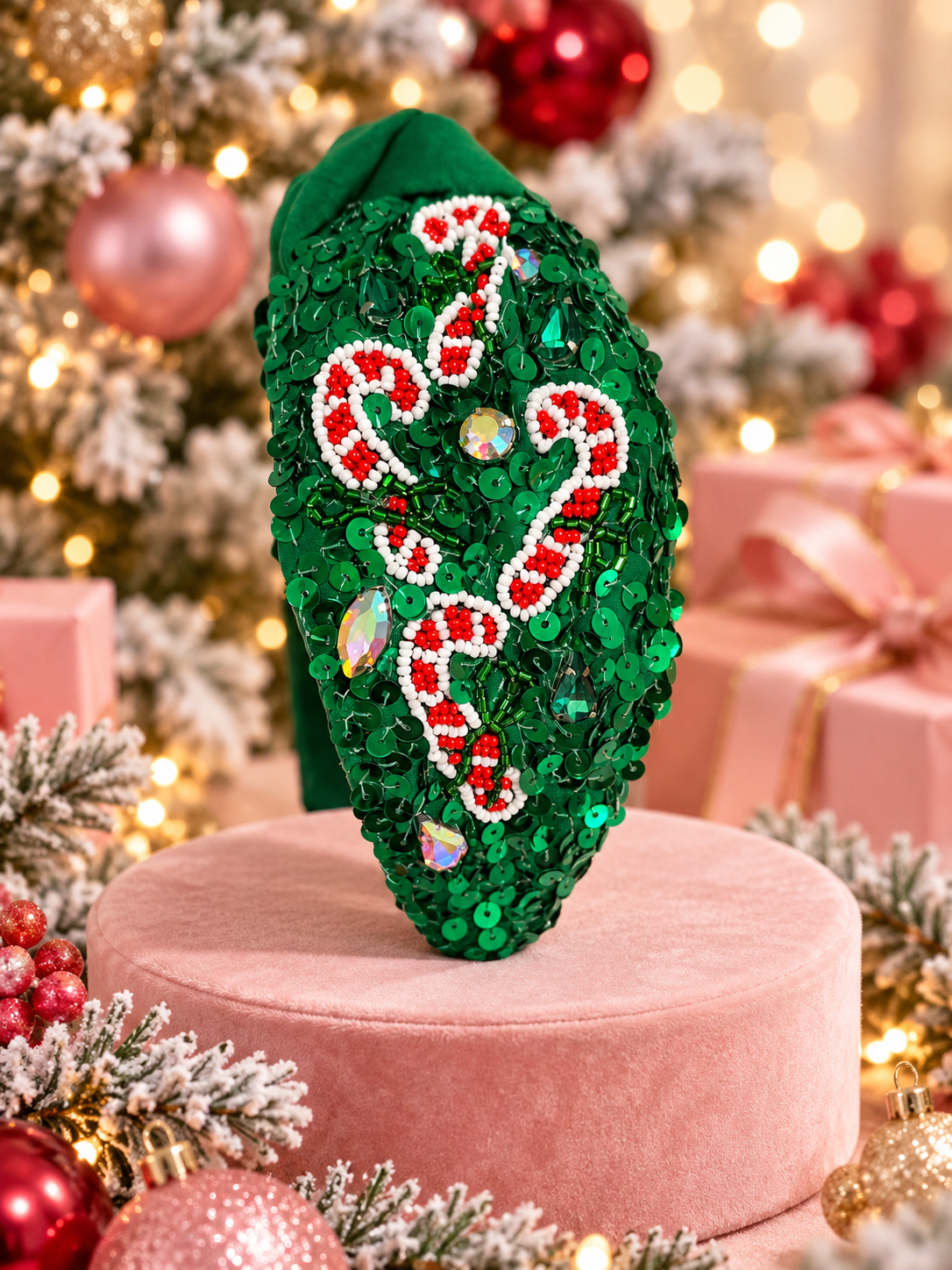 Sequin Candy Cane Headband