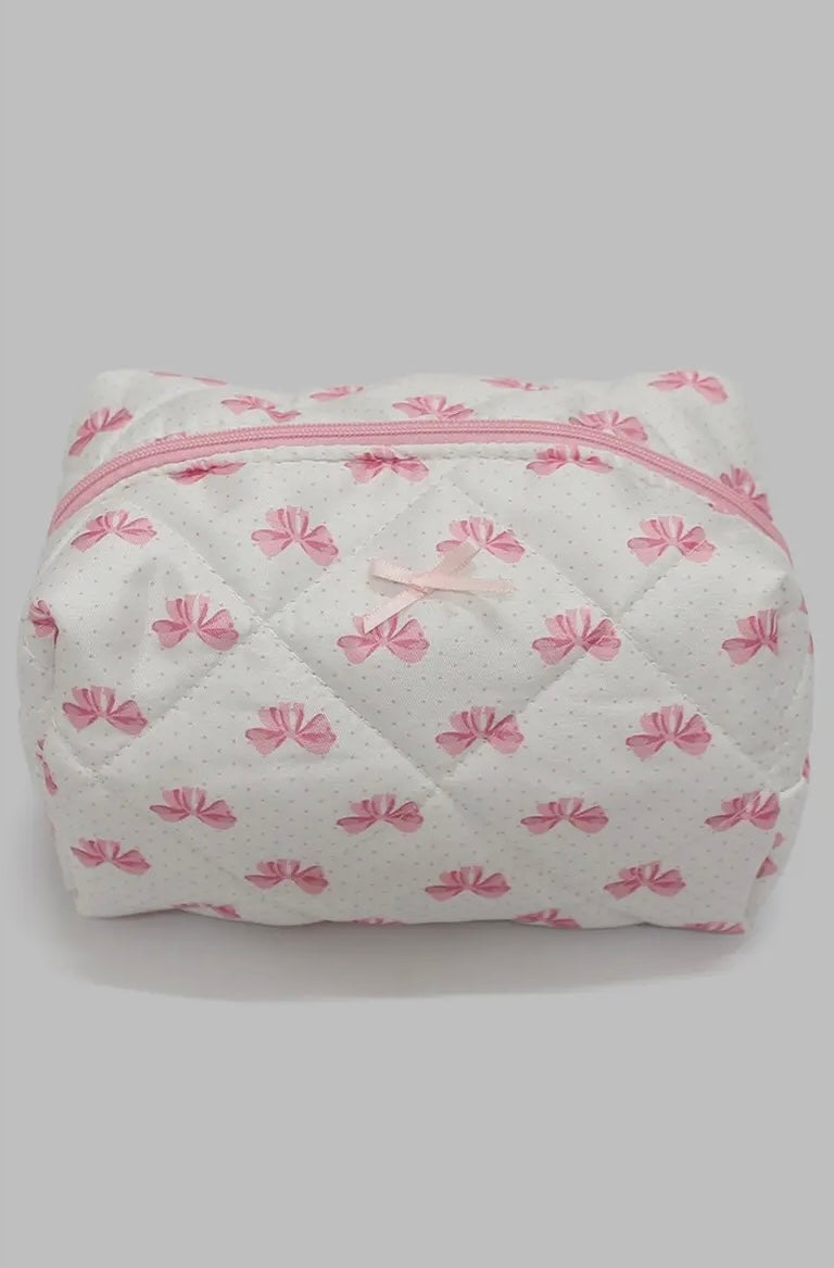 Quilted Bow Make Up Bag