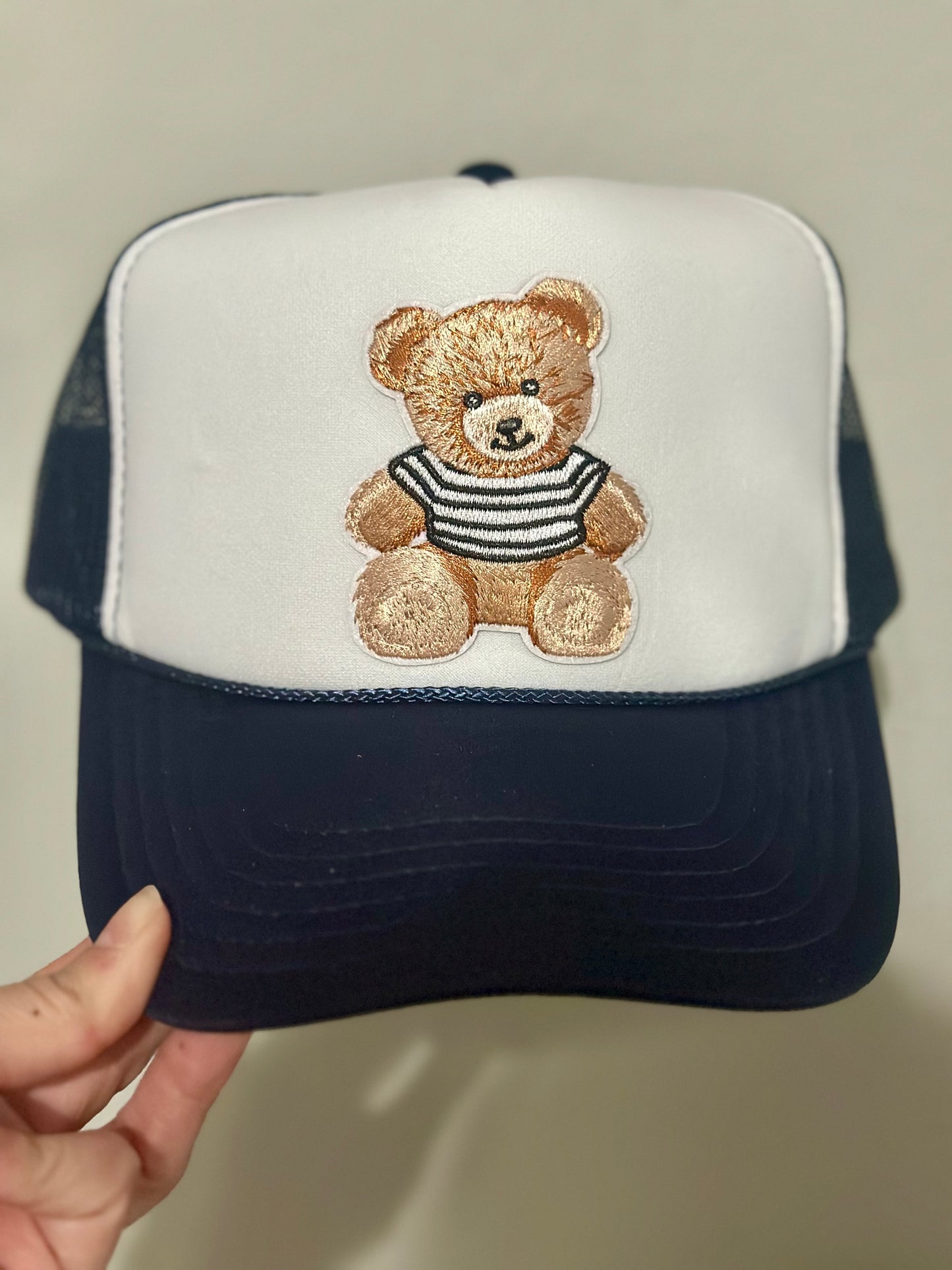Navy Teddy Bear Patch Hat