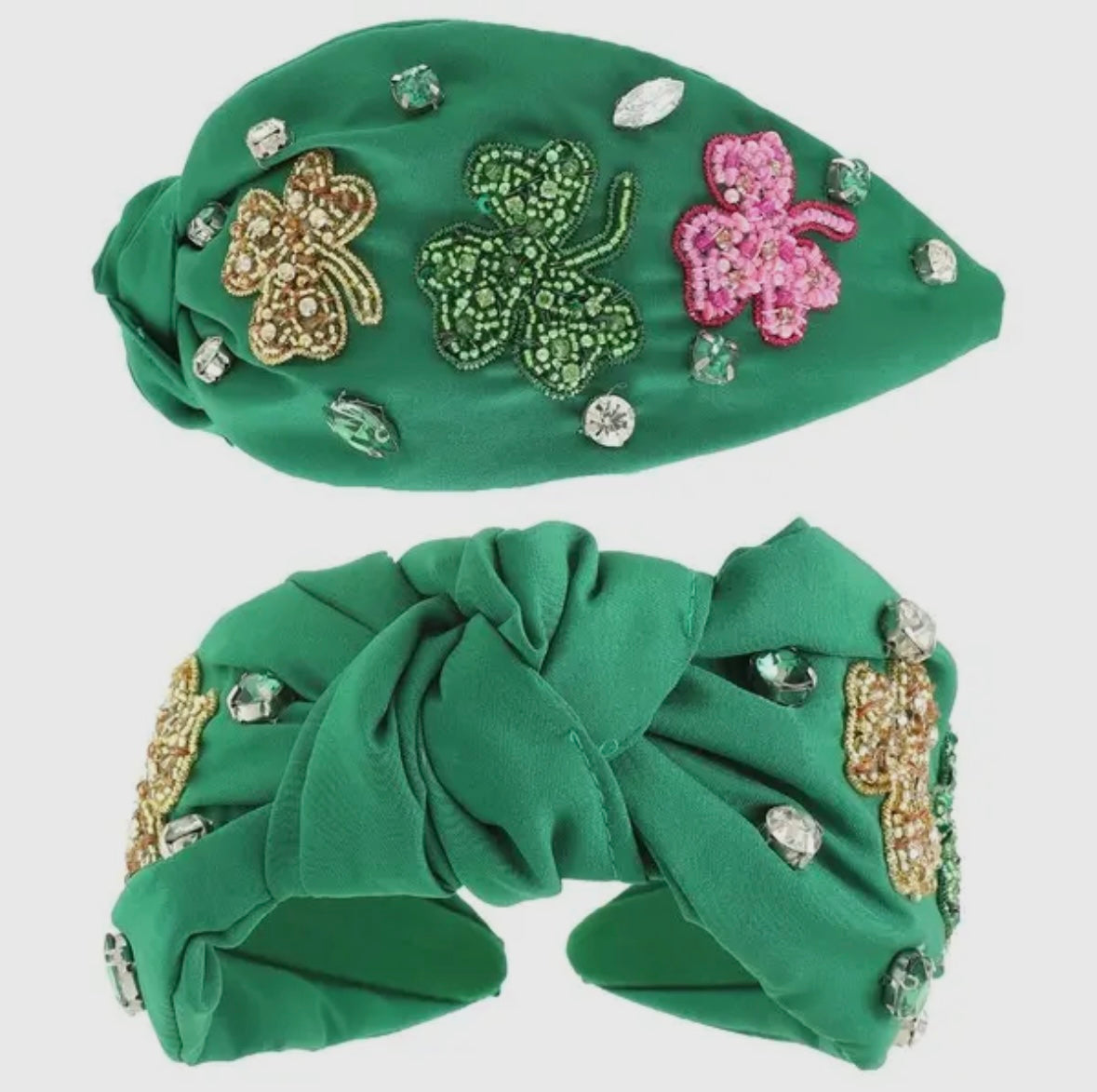 Pink, Green and Gold Shamrock Headband