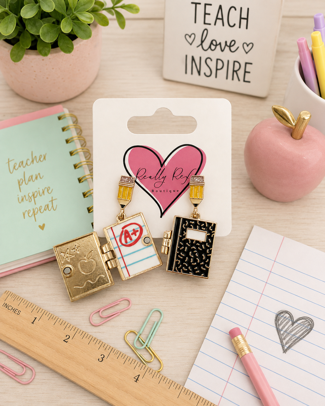 Locket Composition Book Earrings