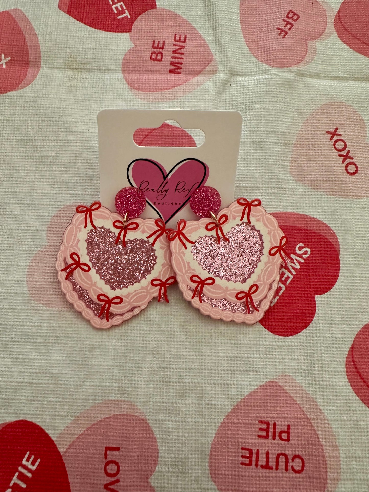 Sparkly Heart Cake Earrings