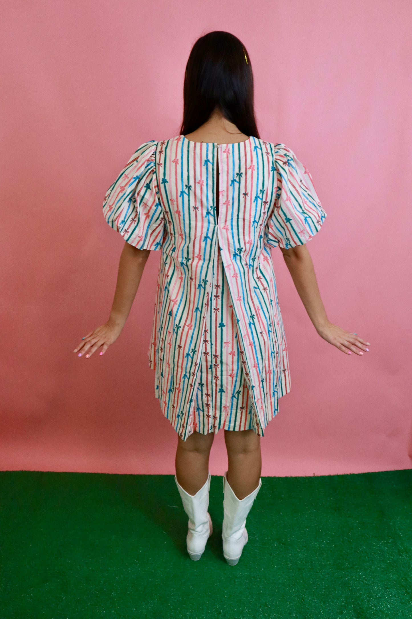 Multi Color Bow Print Dress