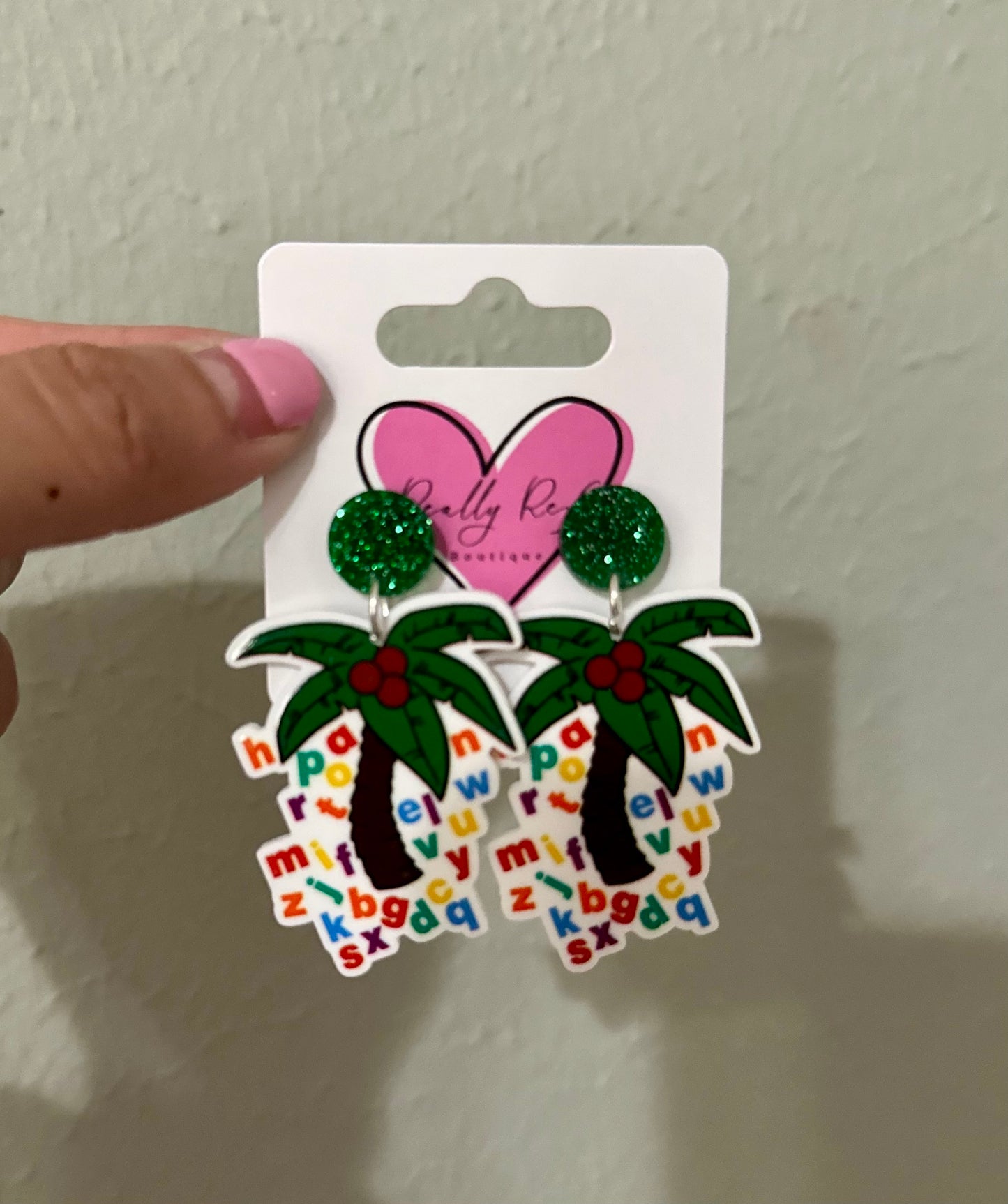 Coconut Tree Alphabet Earrings