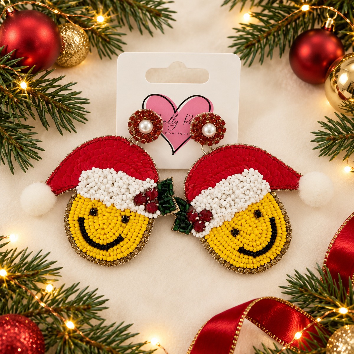 Beaded Smiley Face Earrings