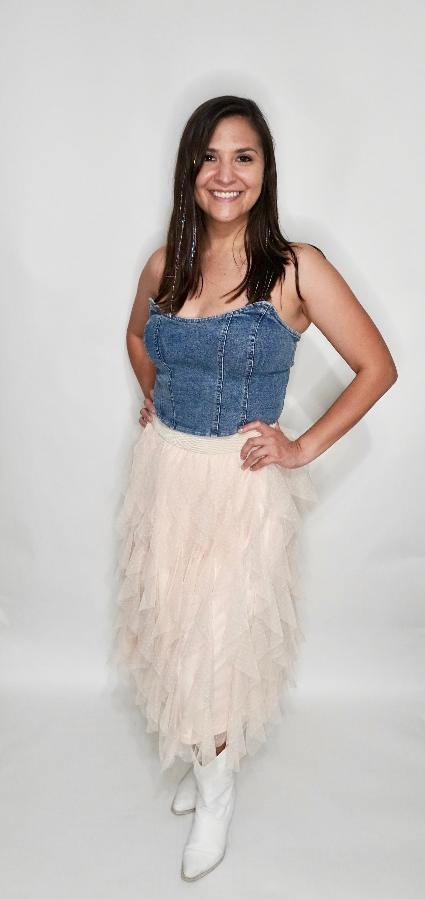 Denim Corset Strapless Top