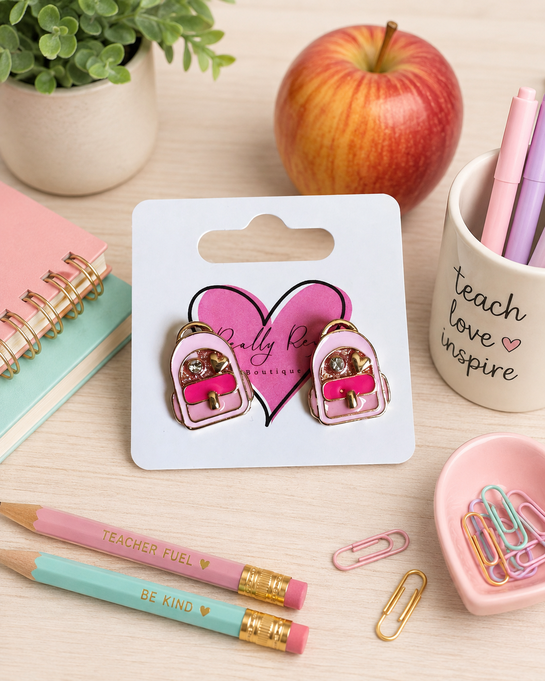 Pink Backpack Studs