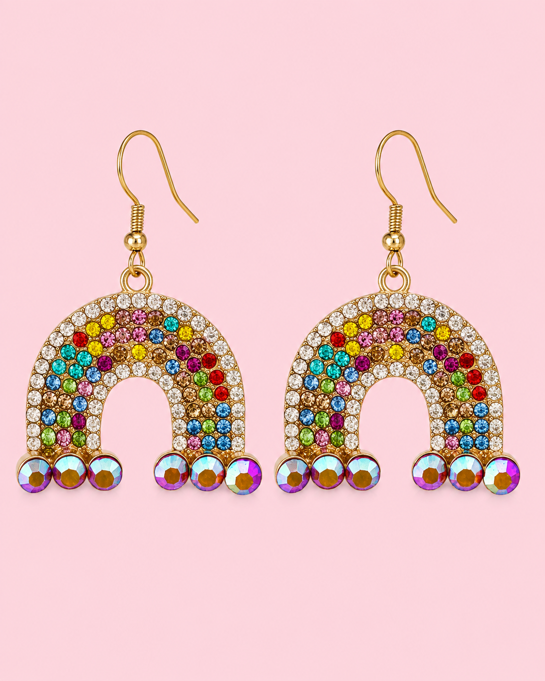 Rhinestone Rainbow Earrings