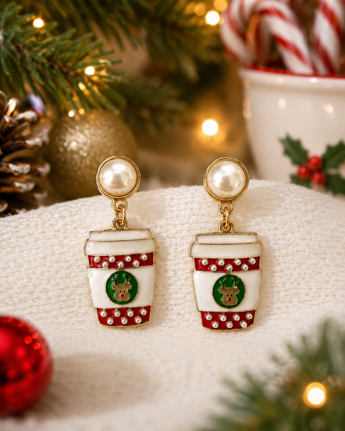 Christmas Coffee Earrings
