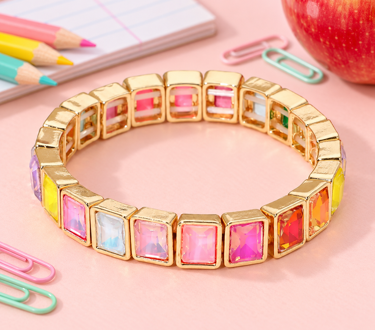 Gold Outline Crystal Stretch Bracelet