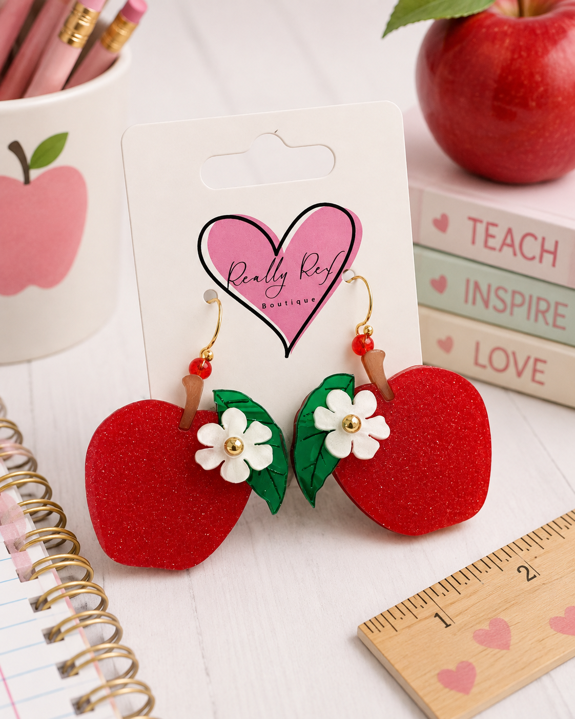 Apple with Flower Earrings