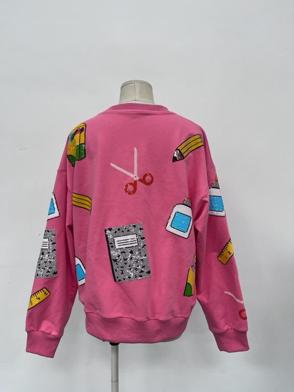 Pink School Supply Sweatshirt