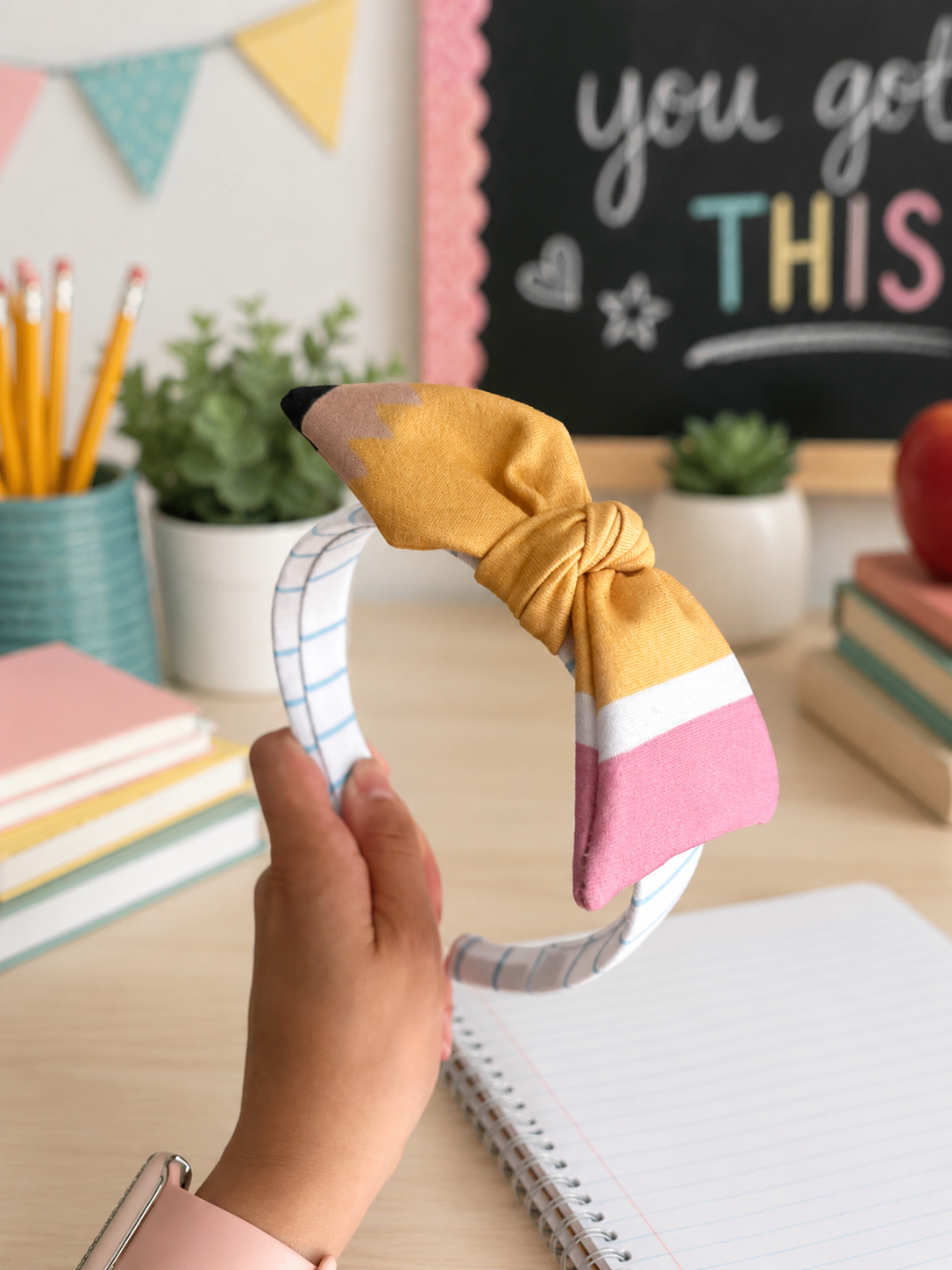 Paper and Pencil Bow Headband