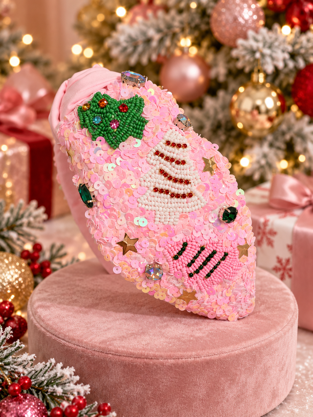 Pink Sequin Tree Headband