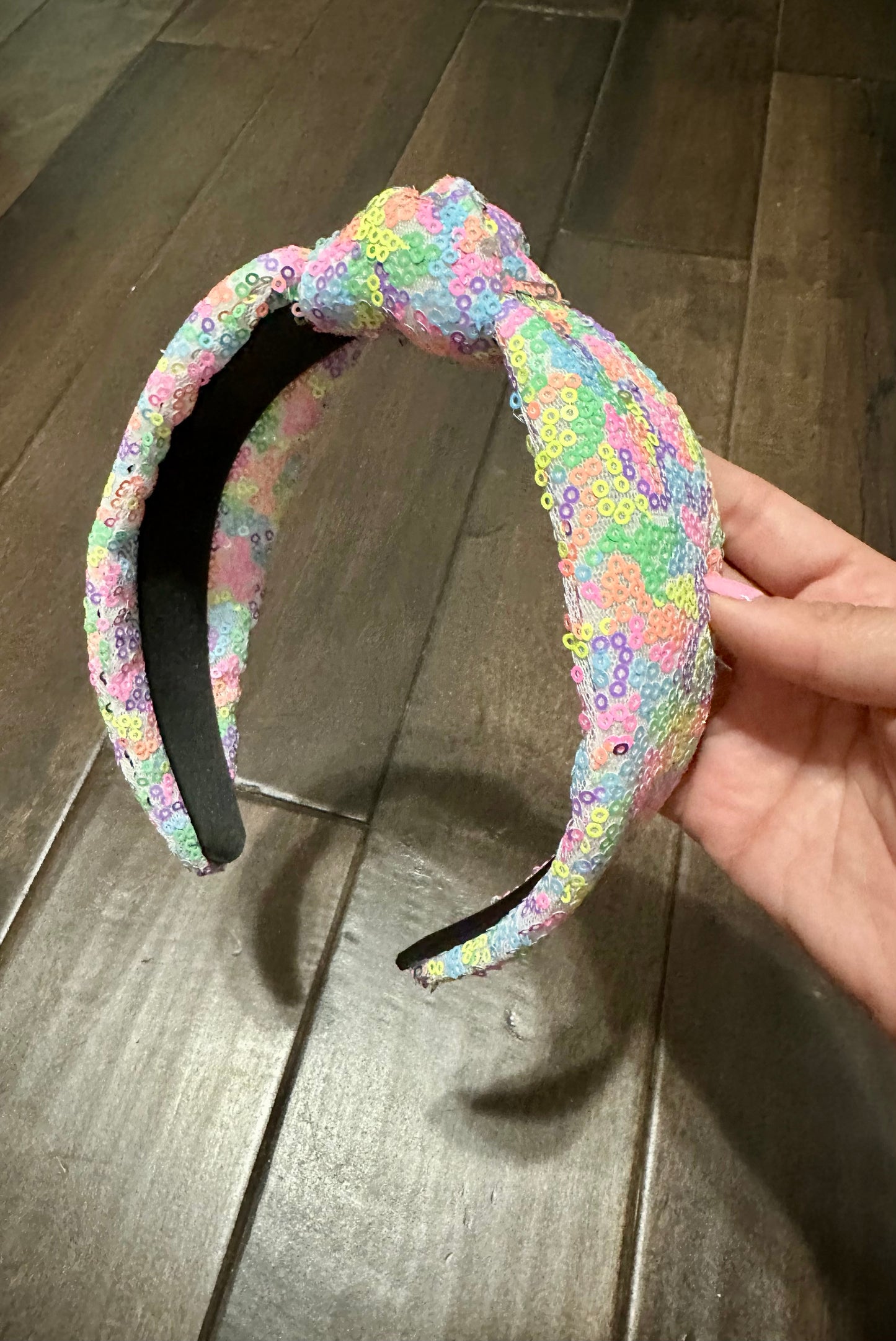 Colorful Neon Sequin Knot Headband