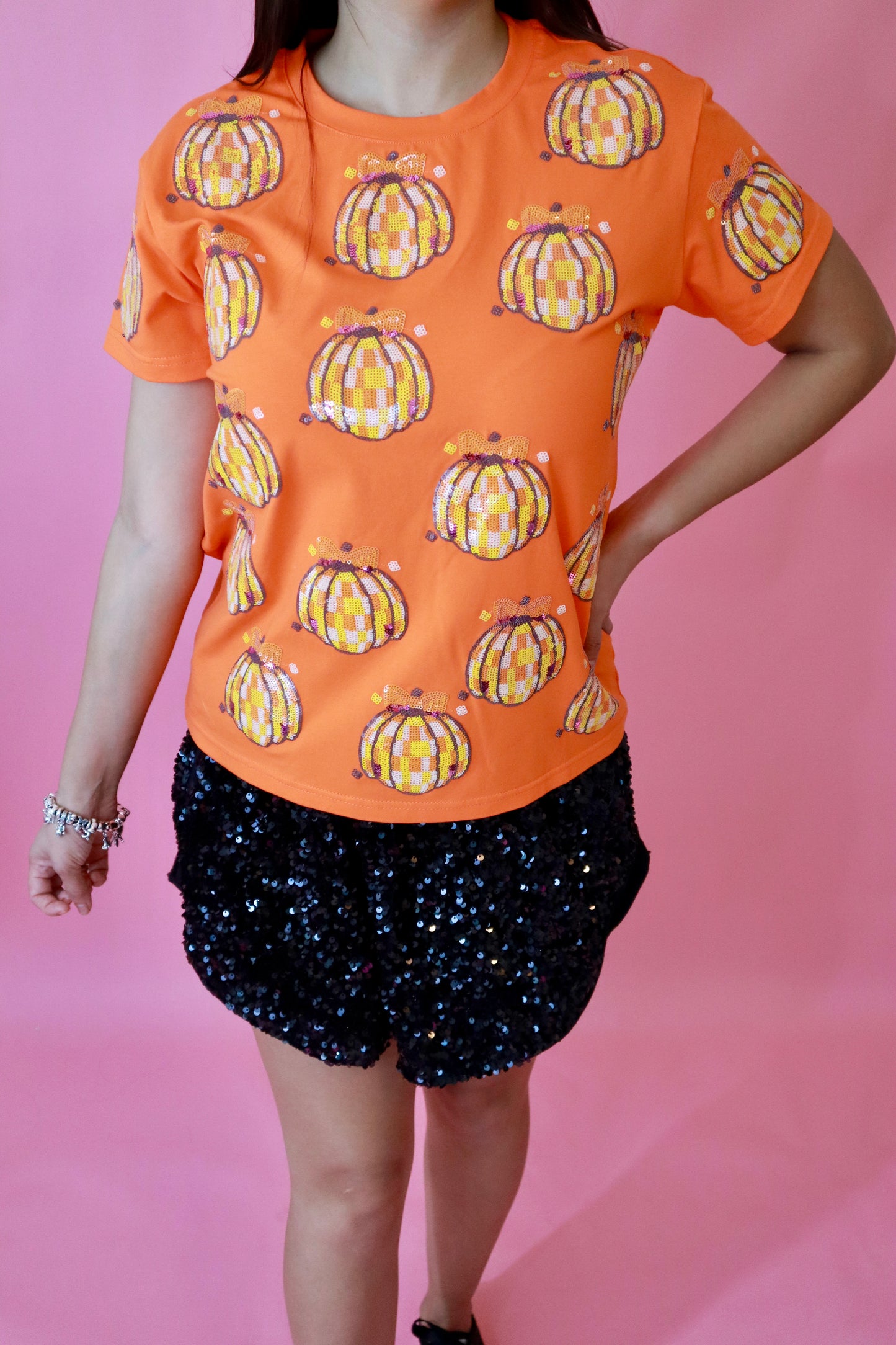 Disco Pumpkin Sequin Top