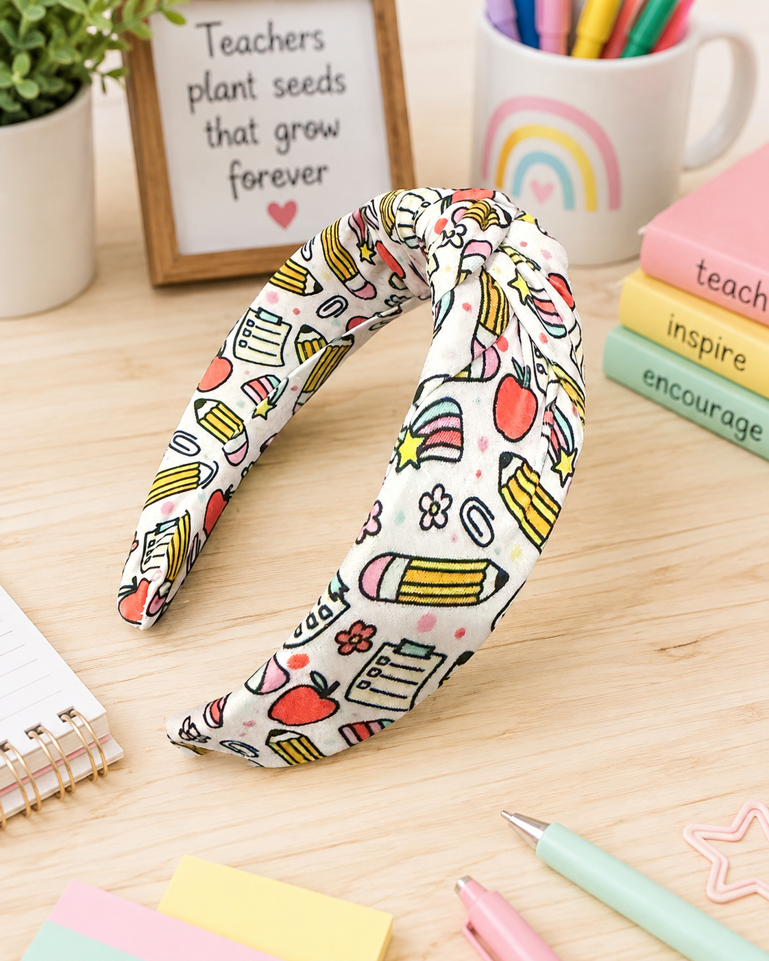 Pencils & Apples Knotted Headband