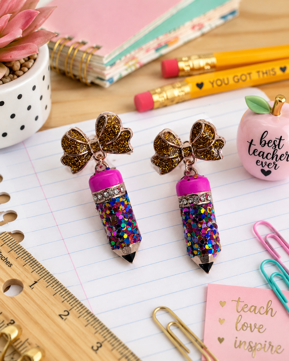 Multi-Glitter Pencil Earrings
