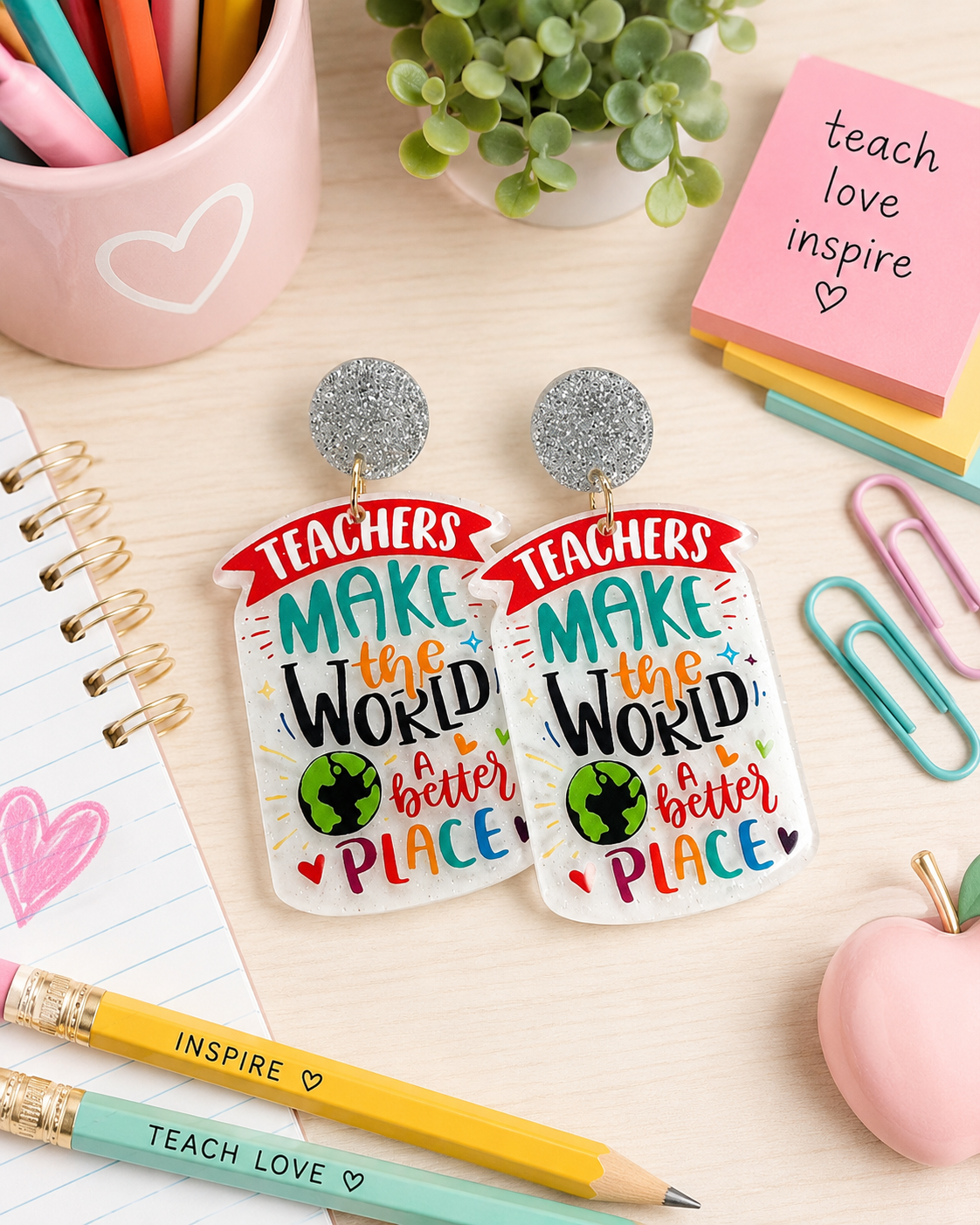 Teachers Make the World a Better Place Earrings