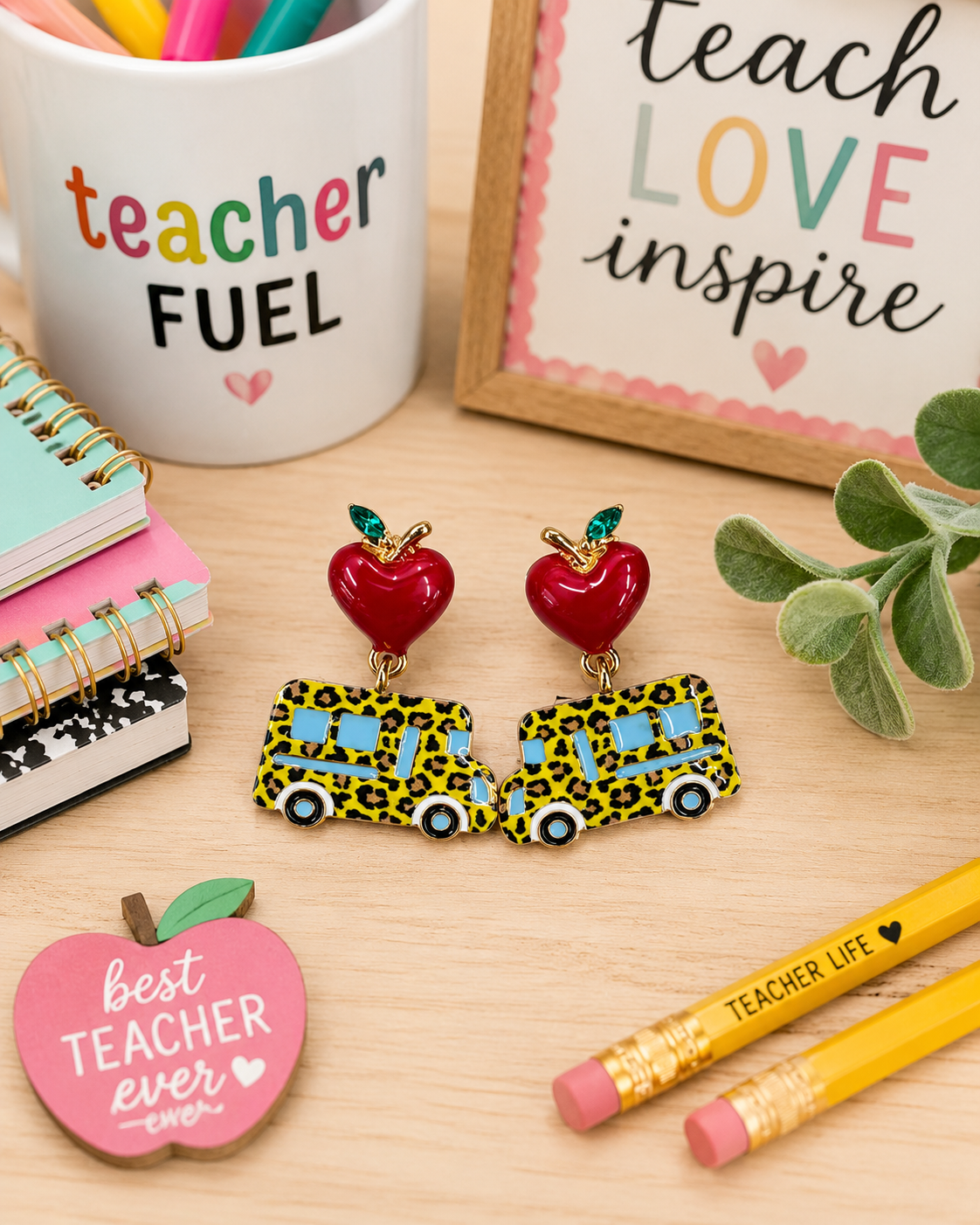 Leopard School Bus Earrings