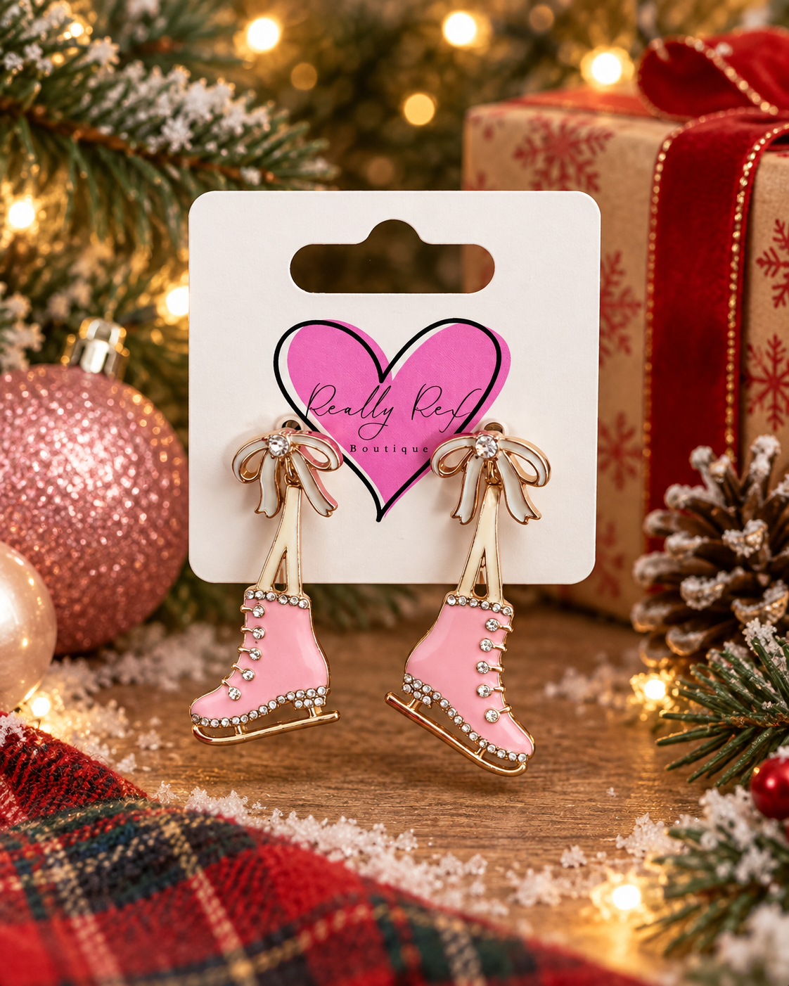 Pink Ice Skates Earrings