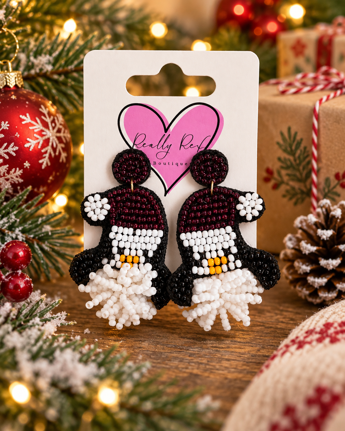 Beaded Penguin Earrings