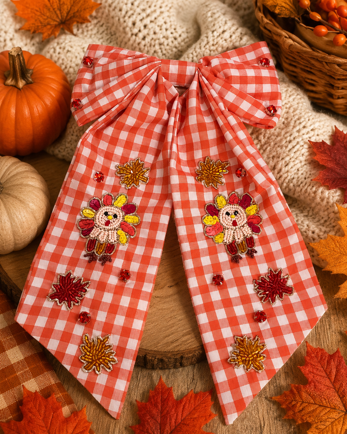 Plaid Turkey Hair Bow