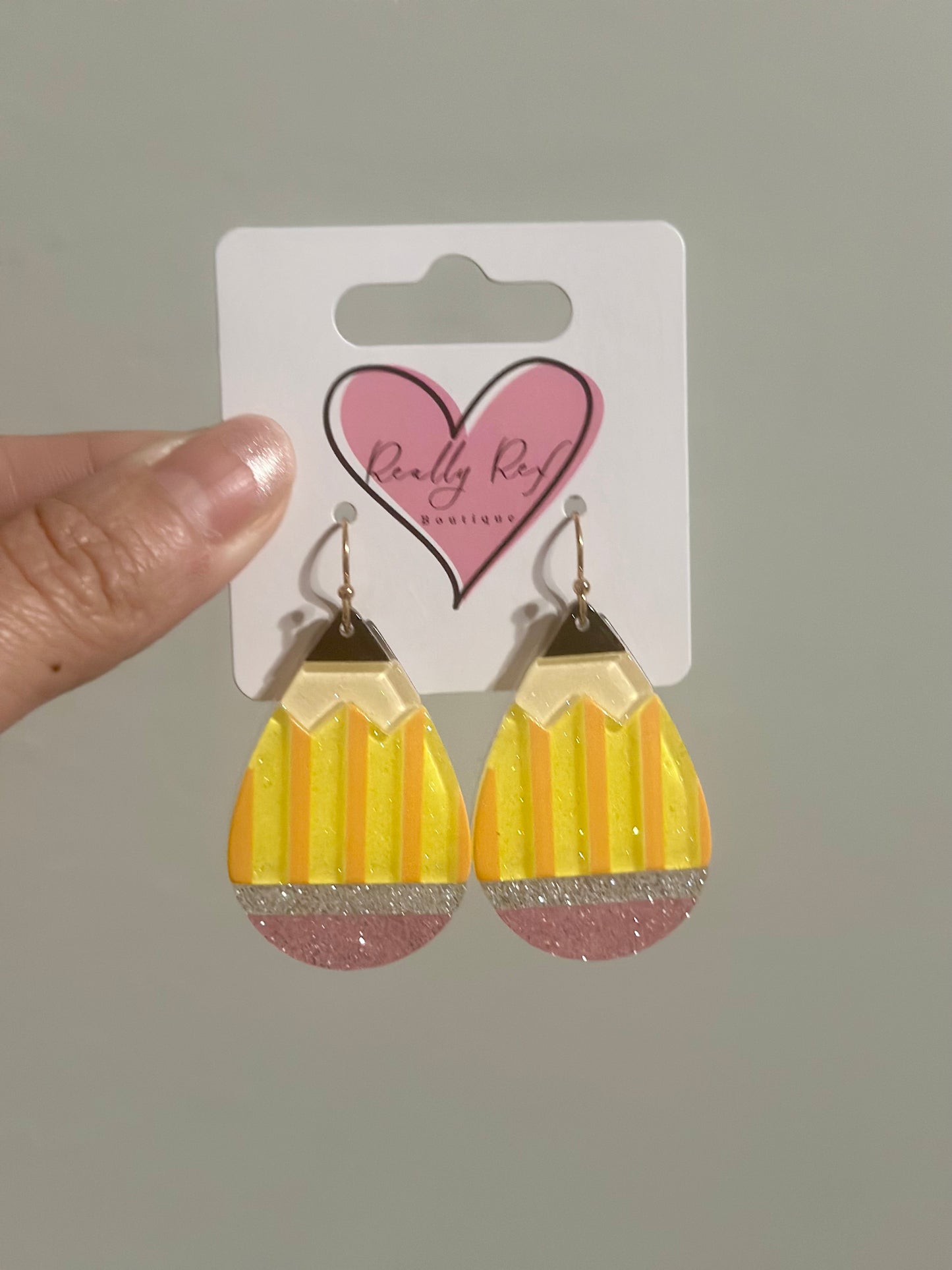 Glitter Pencil Teardrop Earrings