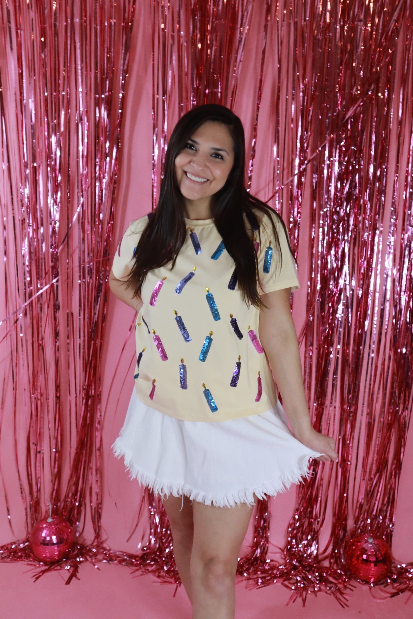 Sequin Birthday Candles Shirt
