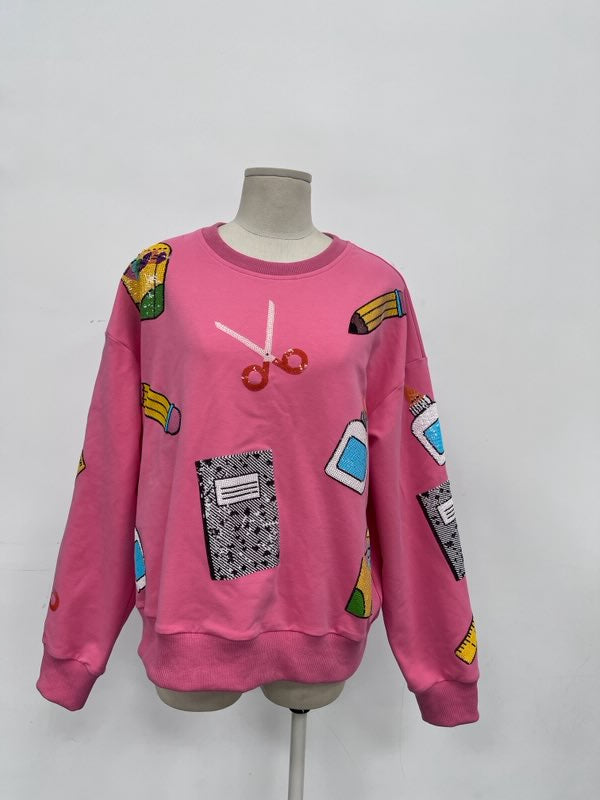 Pink School Supply Sweatshirt