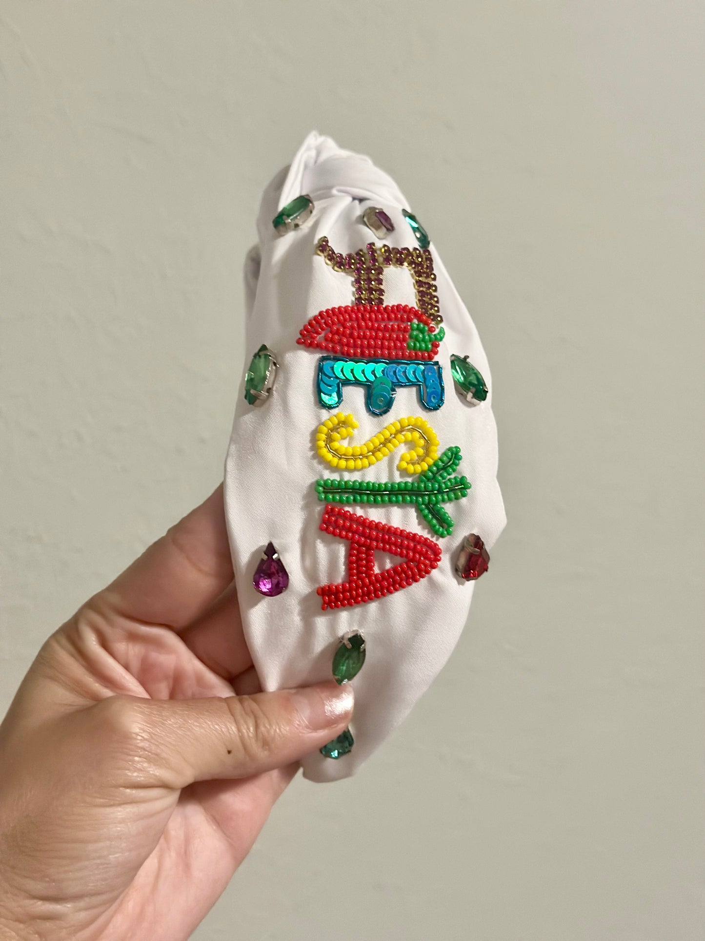 White Beaded Fiesta Headband