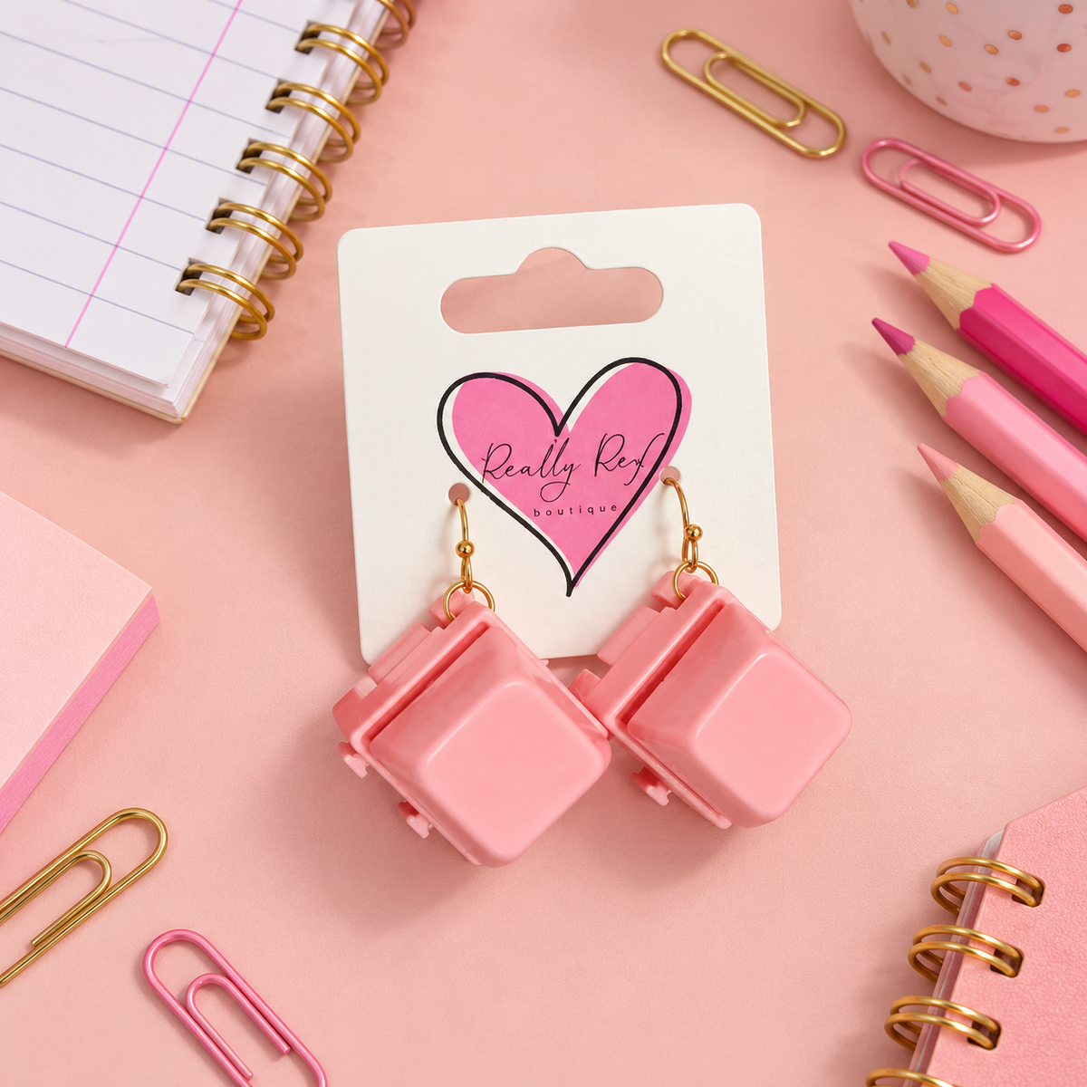 Pink Clicker Earrings