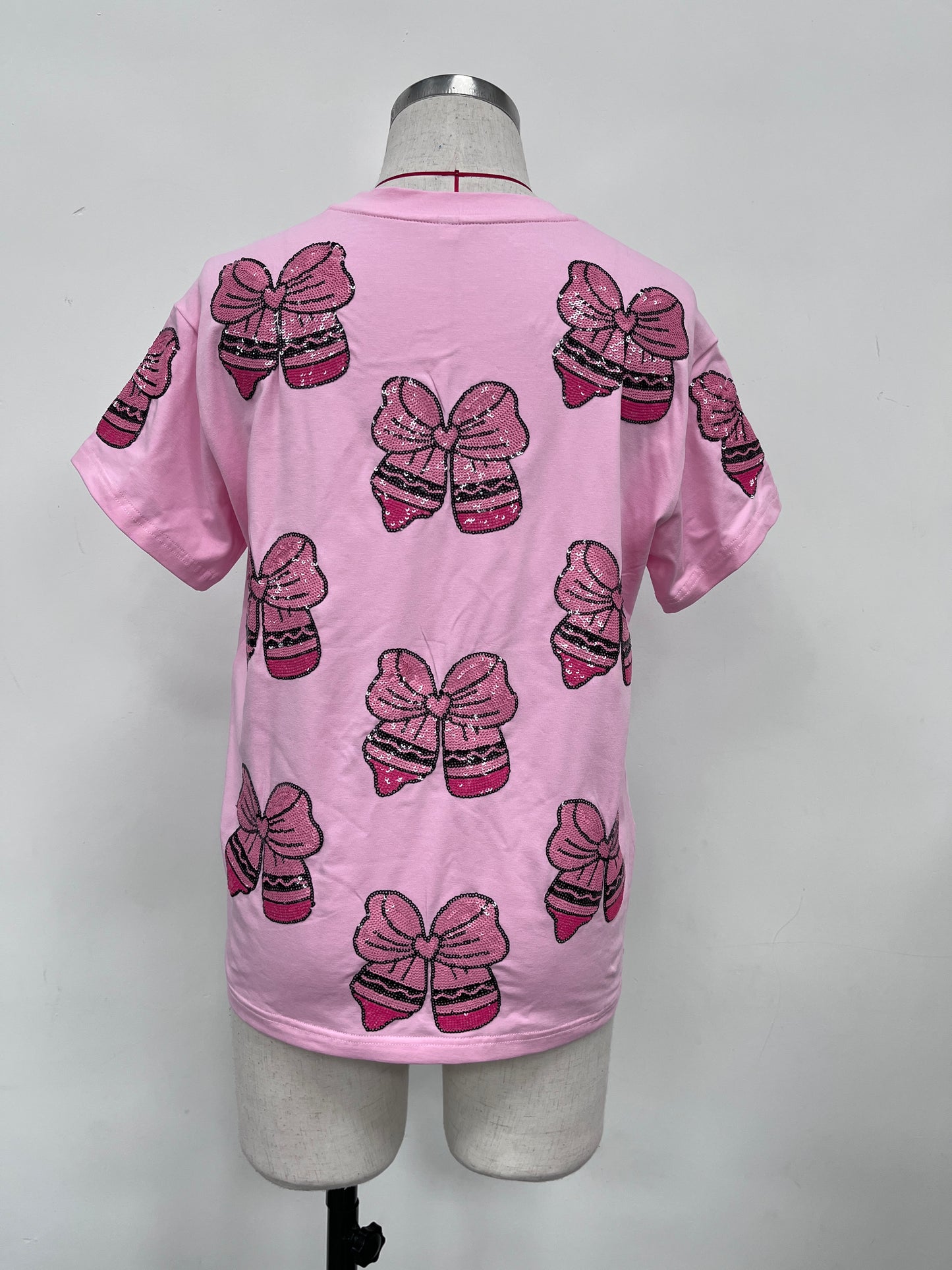 Pink Sequin Crayon Bow Top