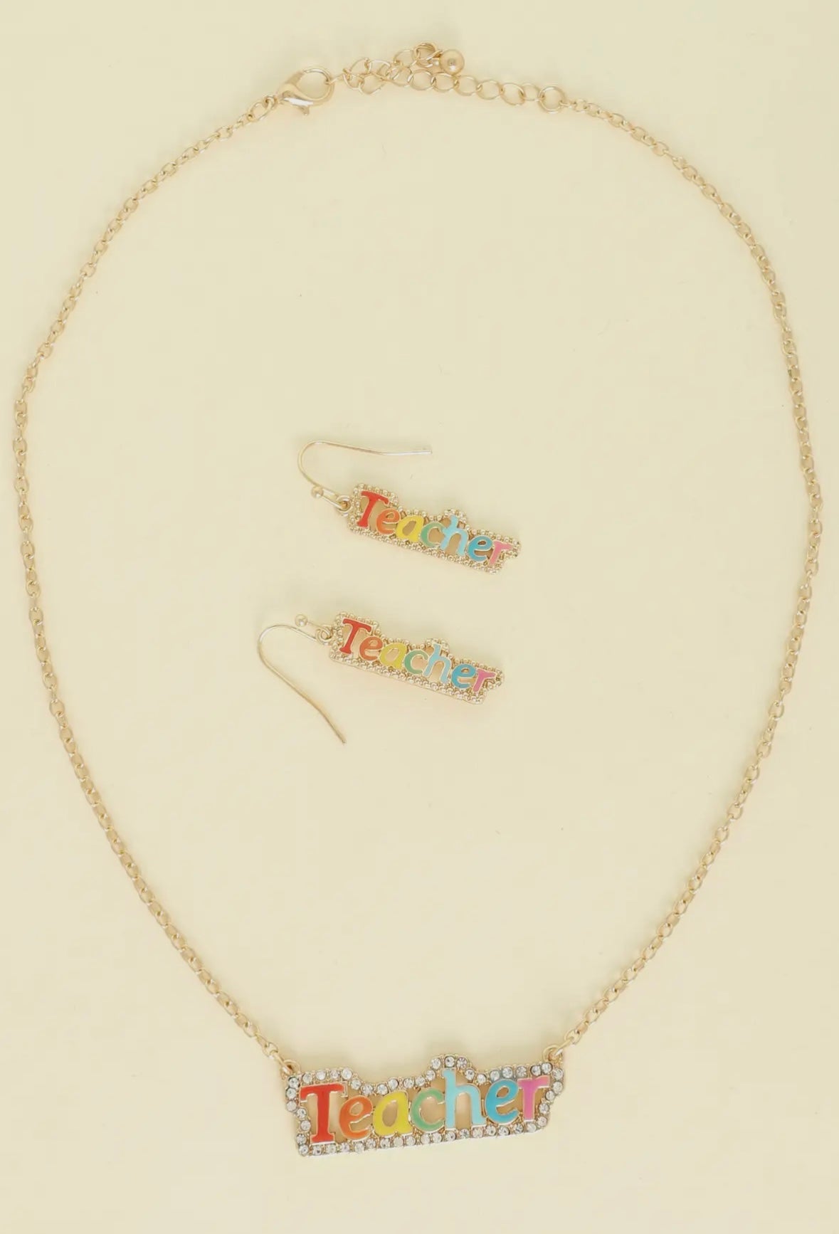 Teacher Jeweled Necklace and Earrings