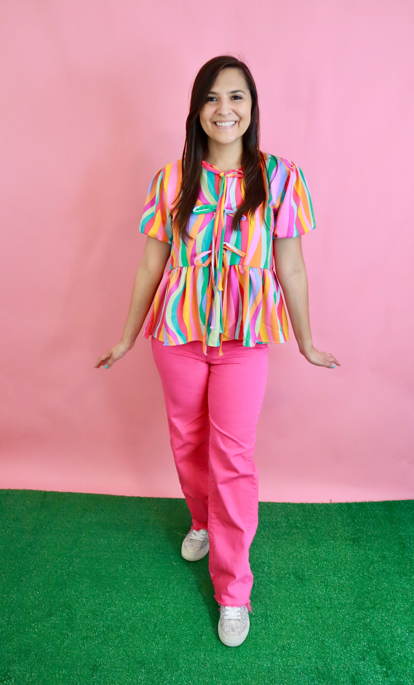 Multi Color Bow Tie Top