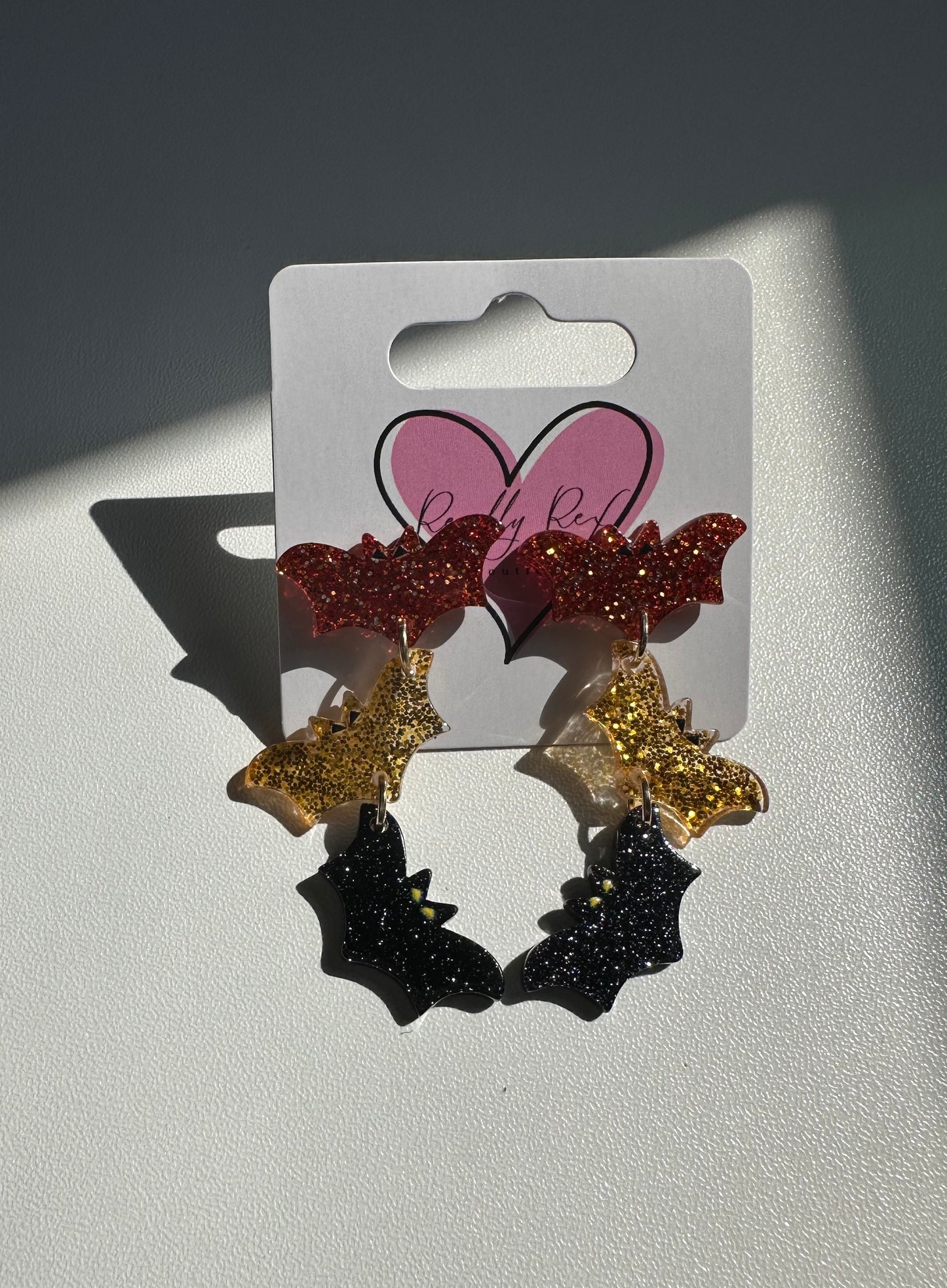 Glitter Acrylic Bat Earrings