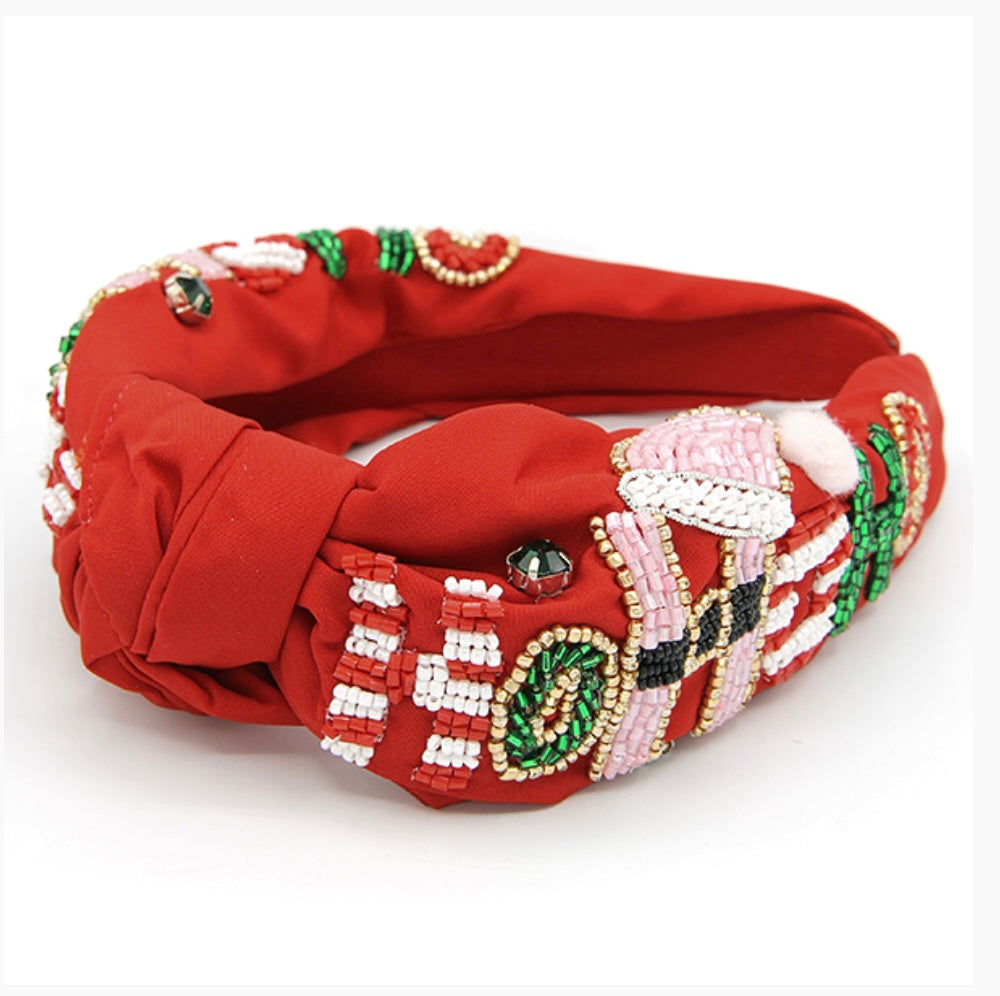 Beaded HO HO HO Headband