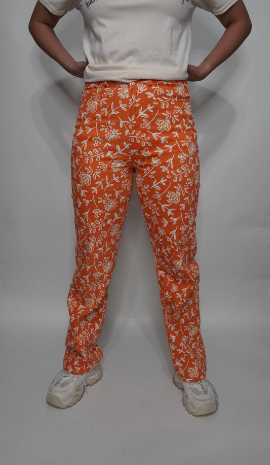 Orange Floral Pants