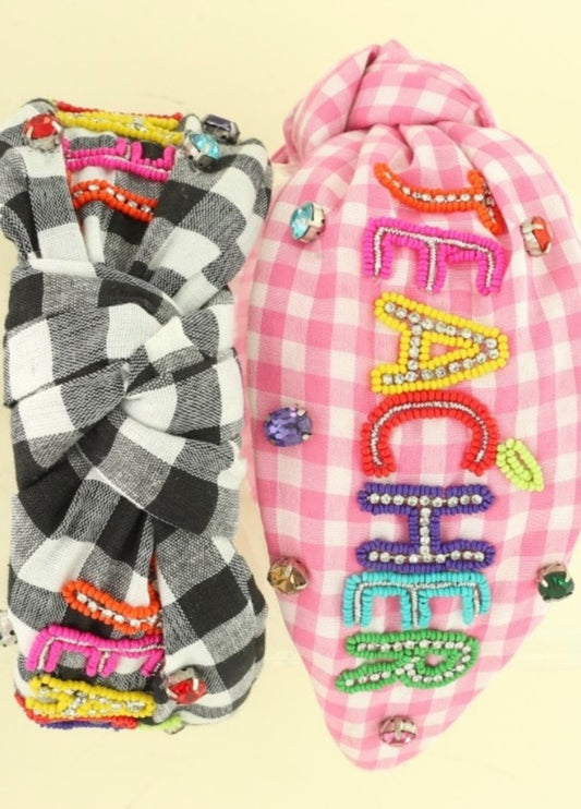 Gingham Beaded Teacher Headband