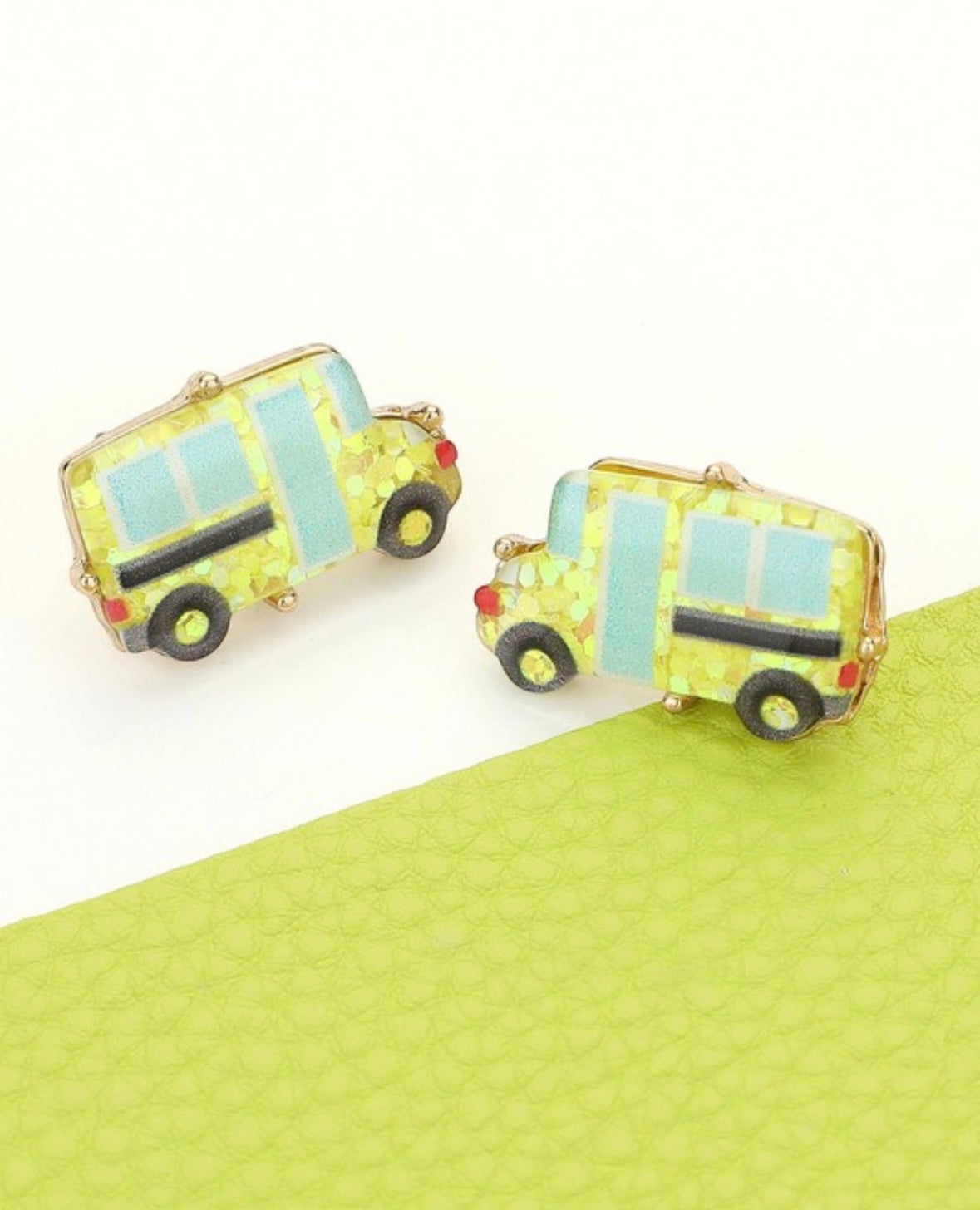 Glitter School Bus Stud Earrings