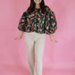 Floral Jacquard Button Down Puff Sleeve Jacket