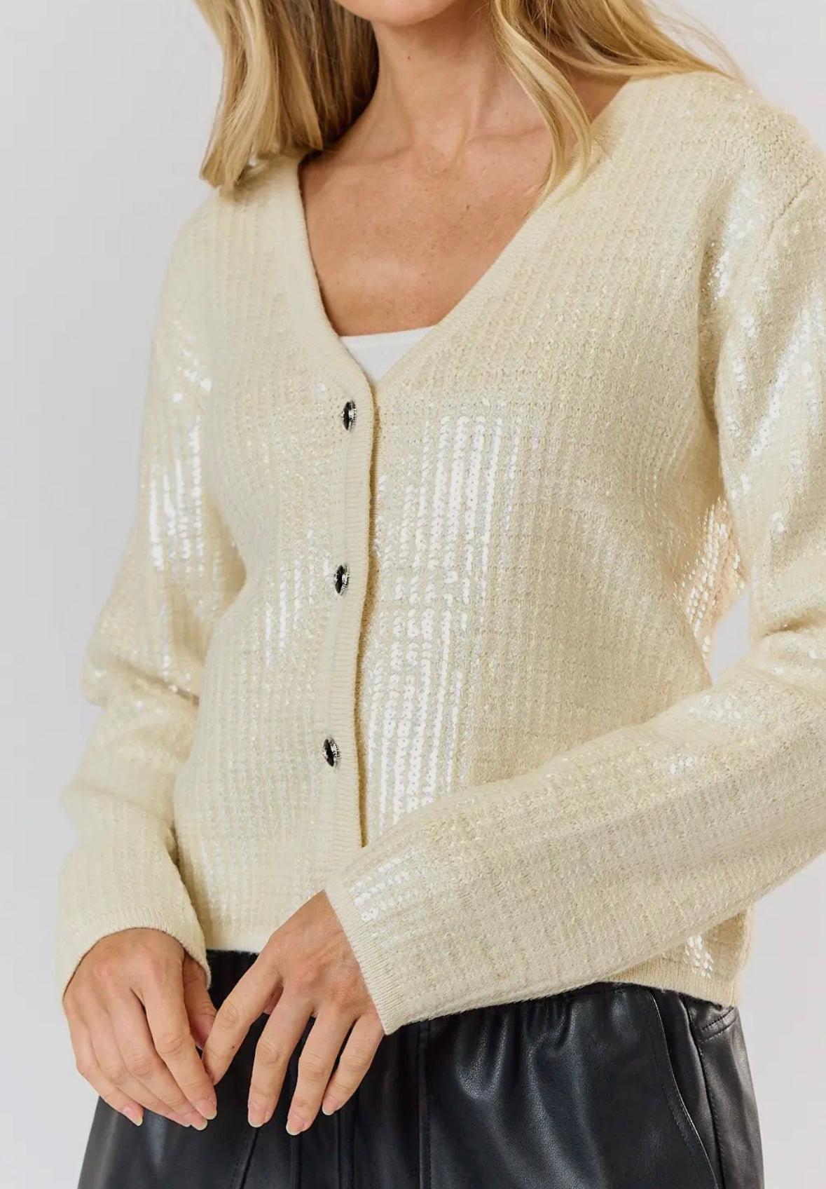 Sequin Button Down Cardigan