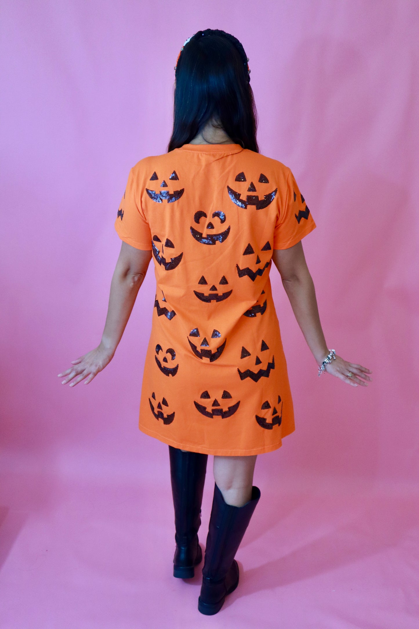 Sequin Pumpkin Faces Dress